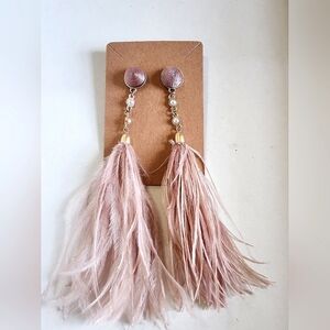 Boho + Hippie Women's Pink Feather Stud Earrings